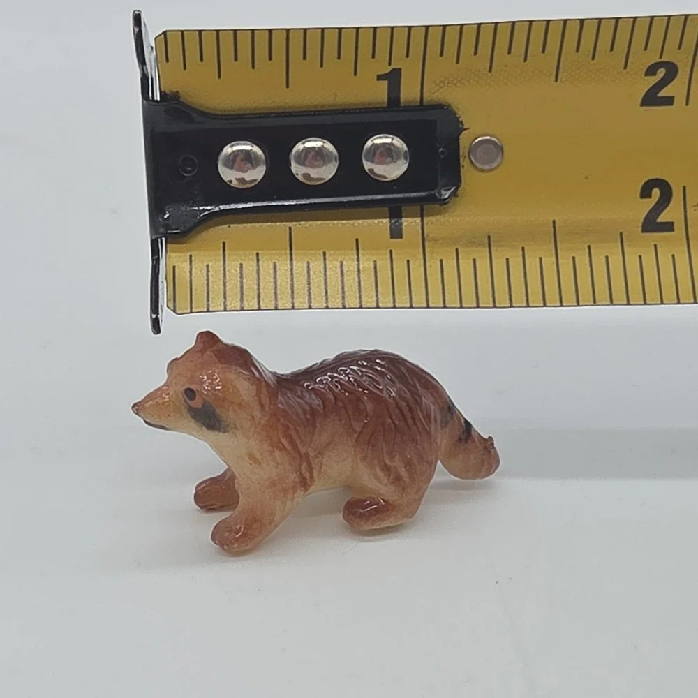 Vintage Lot Miniature Raccoon Hard Plastic Figurines Animal Momma Baby Hong Kong
